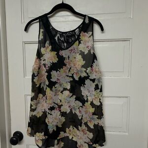 Maurices Black Sheer Floral Sleeveless Camisole